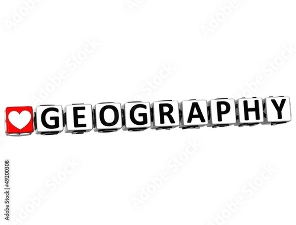 Obraz 3D I Love Study Geography Button Block text on white background