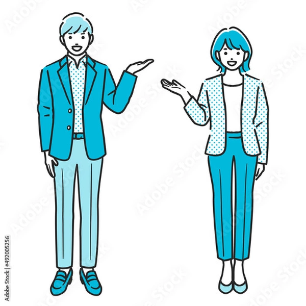 Fototapeta 案内する男性と女性