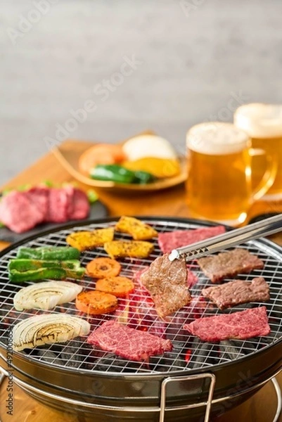 Fototapeta ビールと焼肉