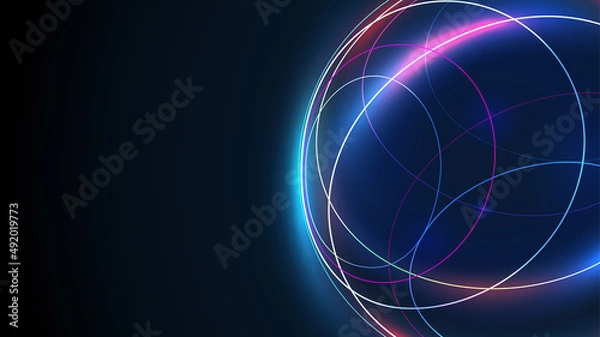 Fototapeta Futuristic globe data network elements abstract