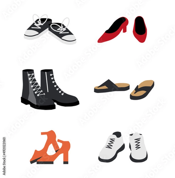Fototapeta Set of Different Shoes Isolated