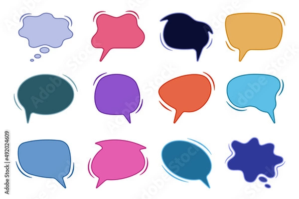Obraz set colored vibrant speech bubbles flat cartoon isolated