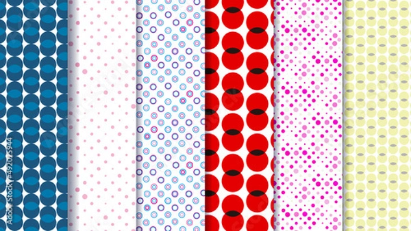 Fototapeta Polka dots, dotted pattern set. Colorful repeatable patterns