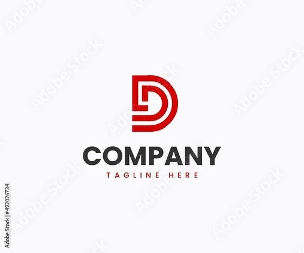 Fototapeta D Letter logo design vector template. D logo