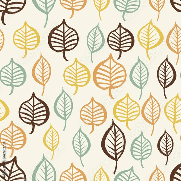 Obraz Hand drawn leaves seamless pattern
