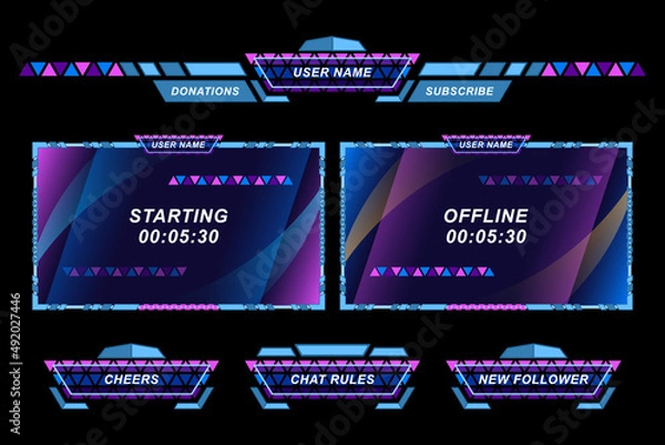 Obraz Set futuristic stream overlay geometric frames template