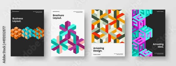 Fototapeta Fresh mosaic pattern cover layout composition. Colorful flyer vector design concept collection.