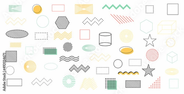 Fototapeta Collection trendy halftone geometric shapes. Vector illustration