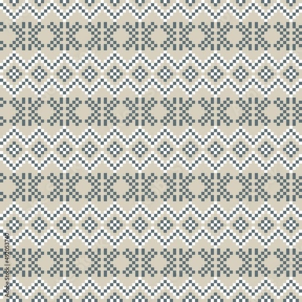 Obraz Snowflakes Fair Isle Seamless Pattern Design