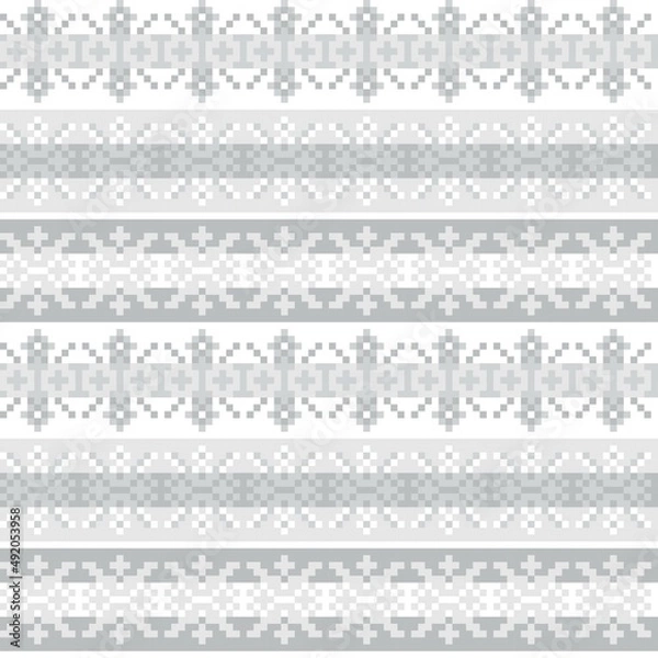Fototapeta Snowflakes Fair Isle Seamless Pattern Design