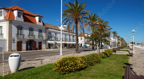 Fototapeta Promenade parallel to the port in Vila Real de Santo Antonio in Portugal 