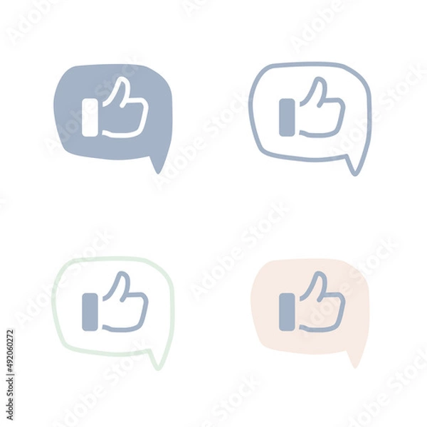 Obraz Like speech bubble icons set, thumb up