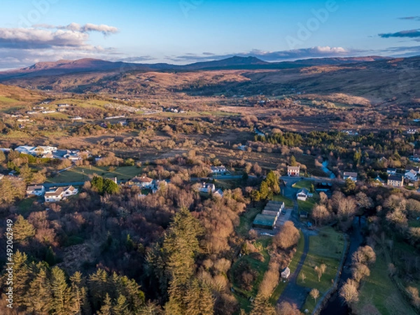 Fototapeta Aerial view of Glenties in County Donegal, Ireland
