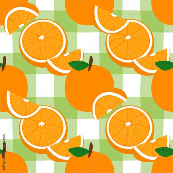 Fototapeta seamless background with oranges. Orange with seamless background. Seamless orange pattern. Fruit vector. Wrapping paper pattern. Patterns for decoration.