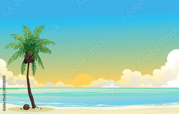 Obraz Coconut palm tree and the blue sea