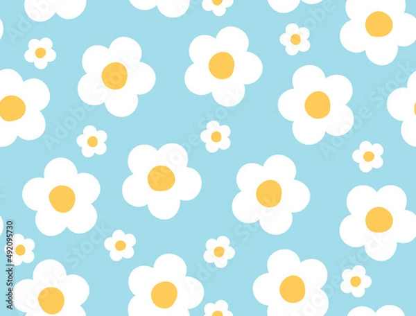 Obraz Daisy Vector, Daisy Wallpaper, Daisy Seamless Pattern, Daisy Repeat Pattern, Cute Flower Pattern, Cute Flower Vector, White Daisies Background, Vector Illustration Background