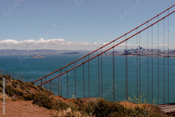 Fototapeta golden gate bridge and view at the city