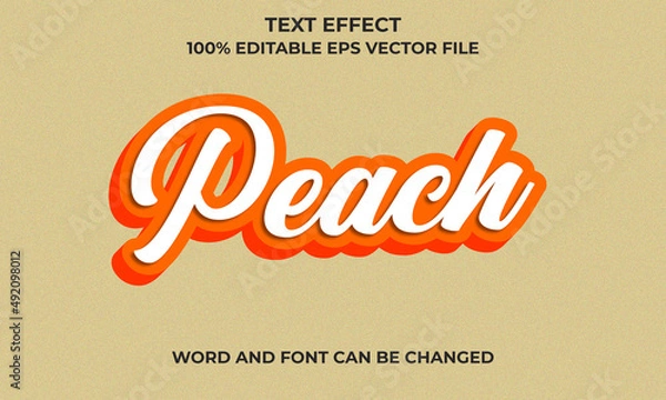 Fototapeta Editable 3D Text Effect With Peach Concept