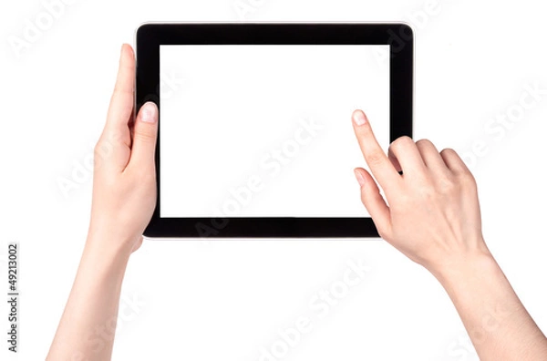 Fototapeta Touch screen tablet computer with hand