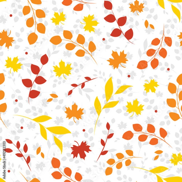 Fototapeta Leaves, Leaves Background, Autumn Leaves, Fall Wallpaper, Leaves Pattern, Seamless Repeat Autumn Fall November, Vector Illustration Background