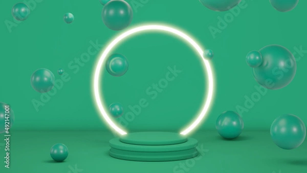 Obraz Background, stage layout with podium geometric shape for product display. 3D rendering