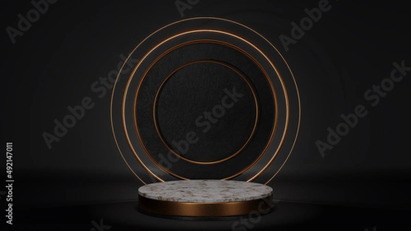 Obraz Background, stage layout with podium geometric shape for product display. 3D rendering