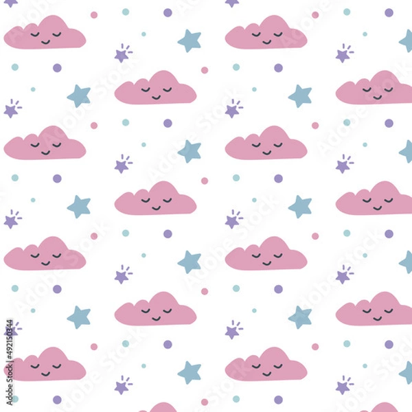 Obraz seamless pattern with sleeping clouds 
