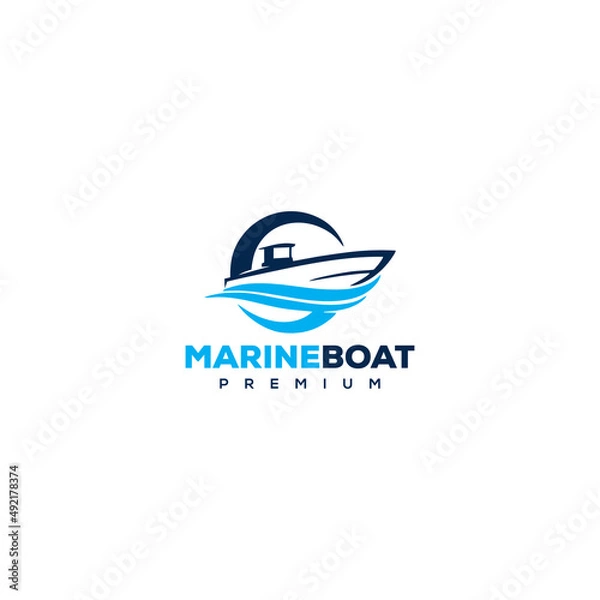 Fototapeta Boat logo vector icon illustration design Premium Vector