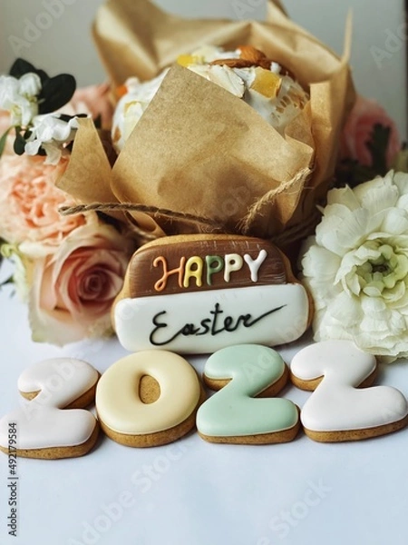 Obraz wedding cake with flowers