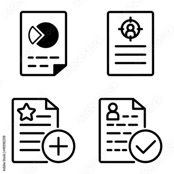 Fototapeta Docs1-2 Flat Icon Set Isolated On White Background