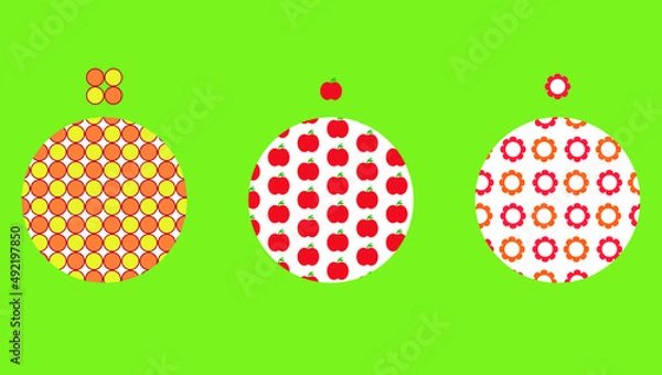 Obraz 昭和レトロ背景パターン　リンゴとオレンジの花