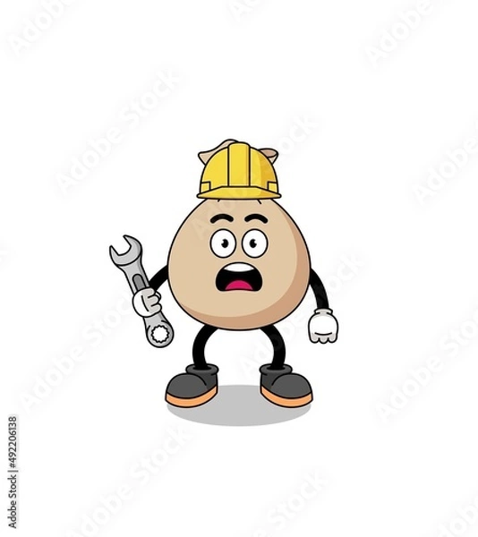 Obraz Character Illustration of money sack with 404 error
