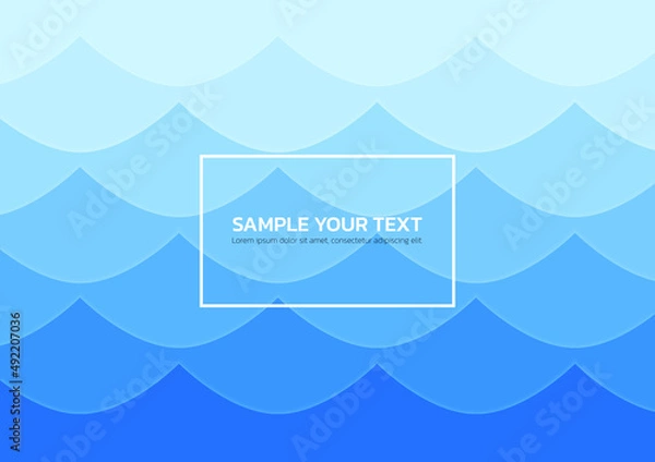 Fototapeta Abstract background, gradient blue ocean waves. Vector blue layered water wave. 