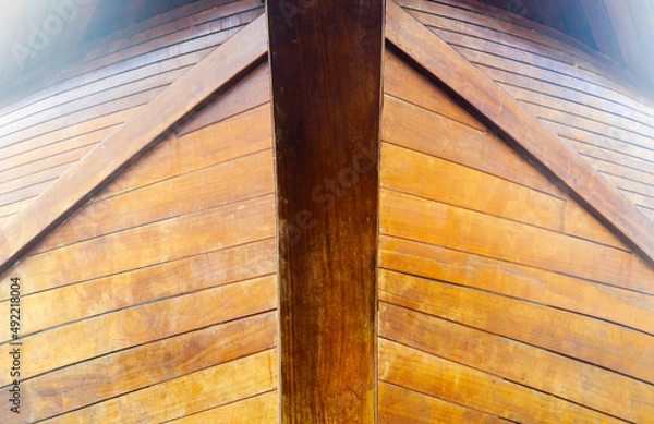 Fototapeta Front of an old wooden ship, front view.