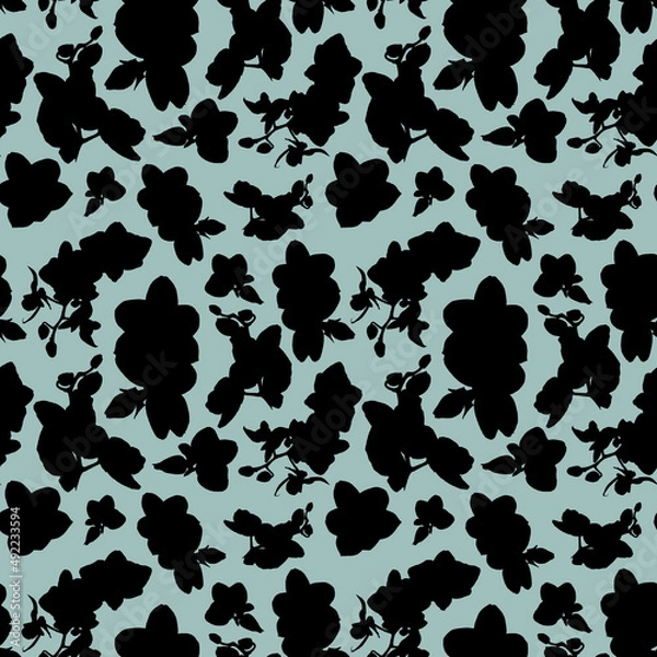 Fototapeta abstraction background concept . flowers Shape design. Black and green seamless pattern