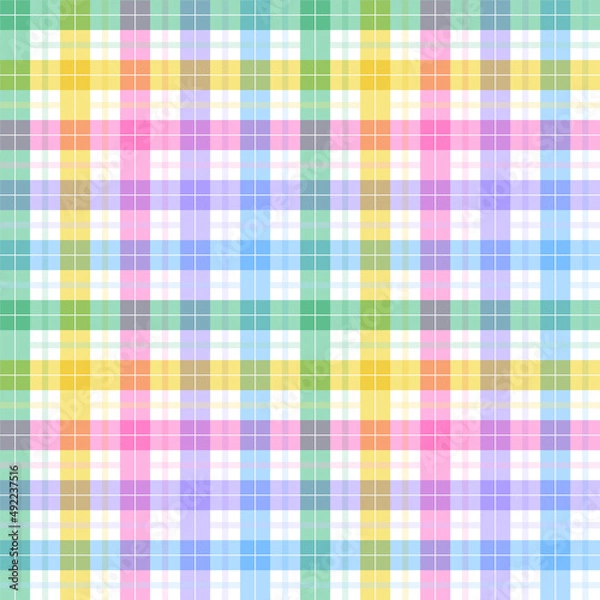 Fototapeta rainbow pastel scott plaid tartan checkered gingham pattern