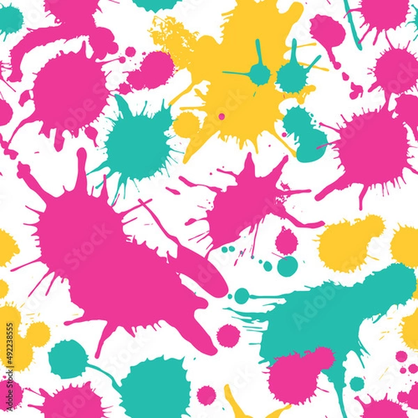 Obraz Vector seamless splatter pattern. Abstract grunge blots. Creative background with blots, spot.