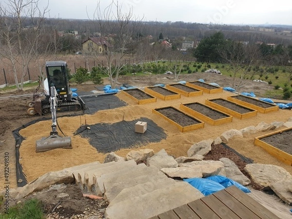 Obraz budowa ogródka warzywnego