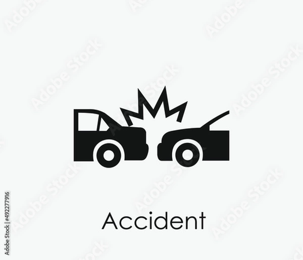 Fototapeta Car accident vector icon. Editable stroke. Symbol in Line Art Style for Design, Presentation, Website or Apps Elements, Logo. Pixel vector graphics - Vector
