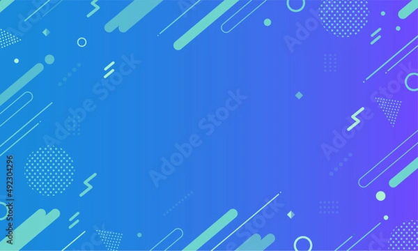 Obraz 【青・水色系】幾何学模様背景・メンフィスのフレームパターン素材