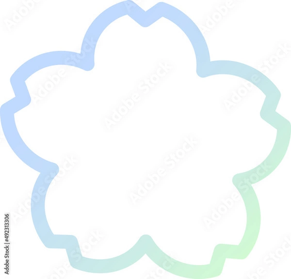 Fototapeta 桜のフレーム　グラデーション　水色