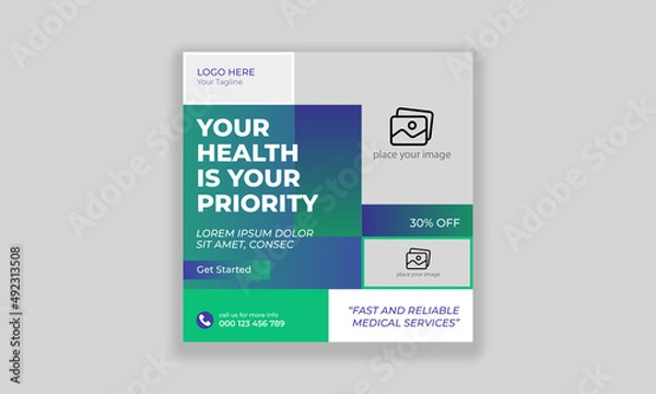 Fototapeta Medical Healthcare social media Template | web banner for Medical