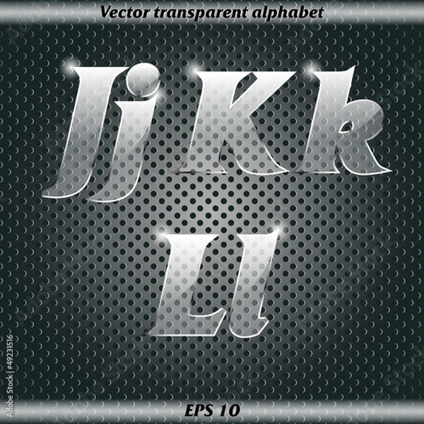 Fototapeta Transparent alphabet. J, K, L.