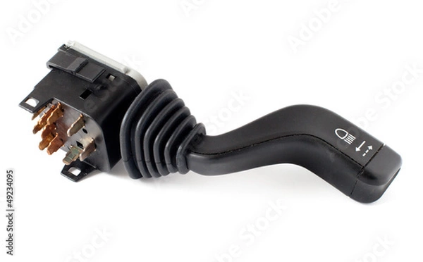 Fototapeta switch mounted on the steering column in a car on white