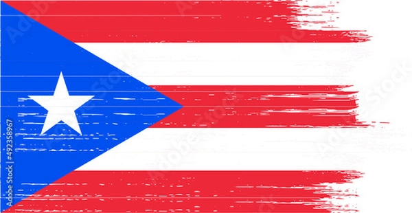 Fototapeta Puerto Rico flag with brush paint textured isolated  on png or transparent background,Symbol of Puerto Rico,template for banner,promote, design, and business matching country poster, vector
