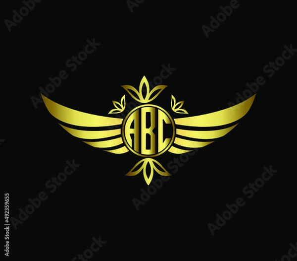 Obraz ABC,abc wins three letters logo design, real estate construction home realty house building,
 geometric ,monogram minimalist logo, vector template