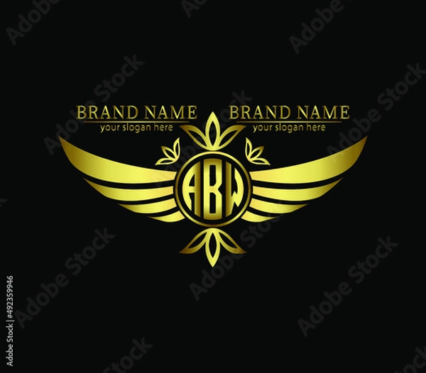 Obraz ABW,abw,wins three letters logo design, real estate construction home realty house building,
 geometric ,monogram minimalist logo, vector template