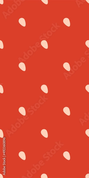 Fototapeta Strawberry vertical texture. Seamless sweet berry pattern with white seeds. Vector kids book cover illustration. Red wallpapers print