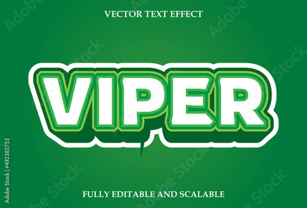 Fototapeta viper text effect editable with green color gradation.