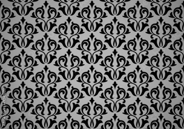 Fototapeta Flower geometric pattern. Seamless vector background. Black and gray ornament